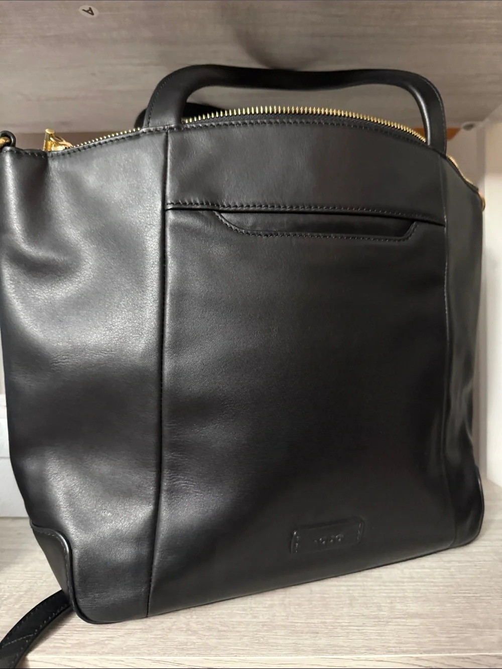 HOBO Black Leather Shoulder Bag with Gold Hardware; Great Preloved Condition